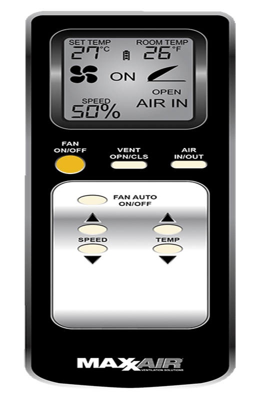 MaxxFan Plus with Thermostat, Power Lift, Rain Sensor and Remote 00-04540KIA
