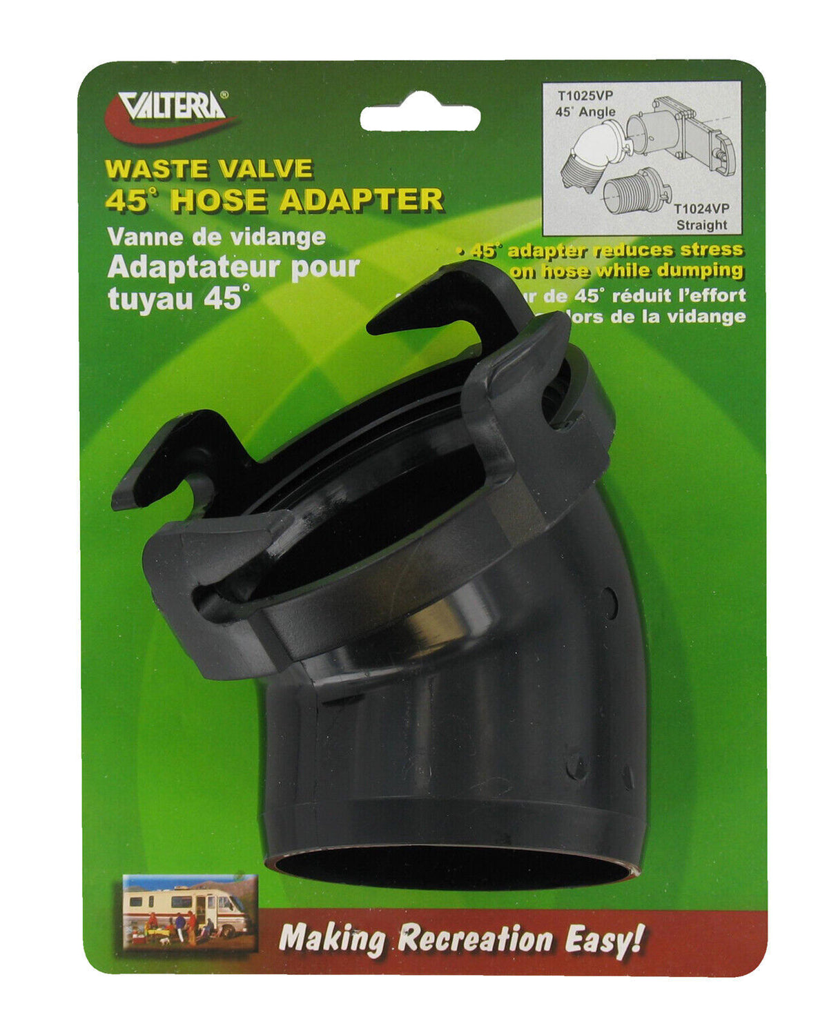 Valterra Waste Valve 45 DEG Hose Adaptor