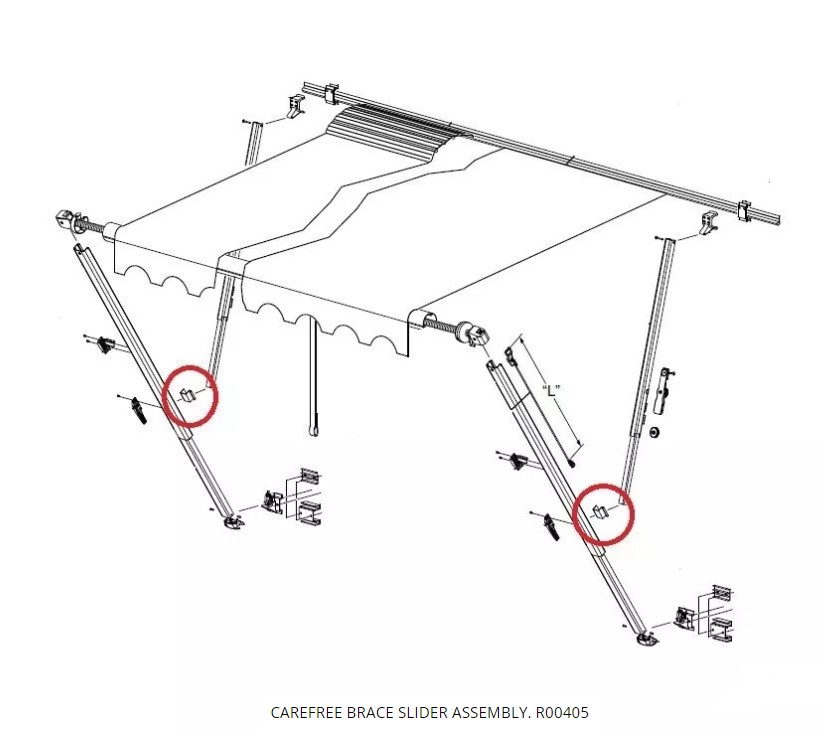 CAREFREE CARAVAN ROLL OUT BRACE SLIDER ASSEMBLY. R00405