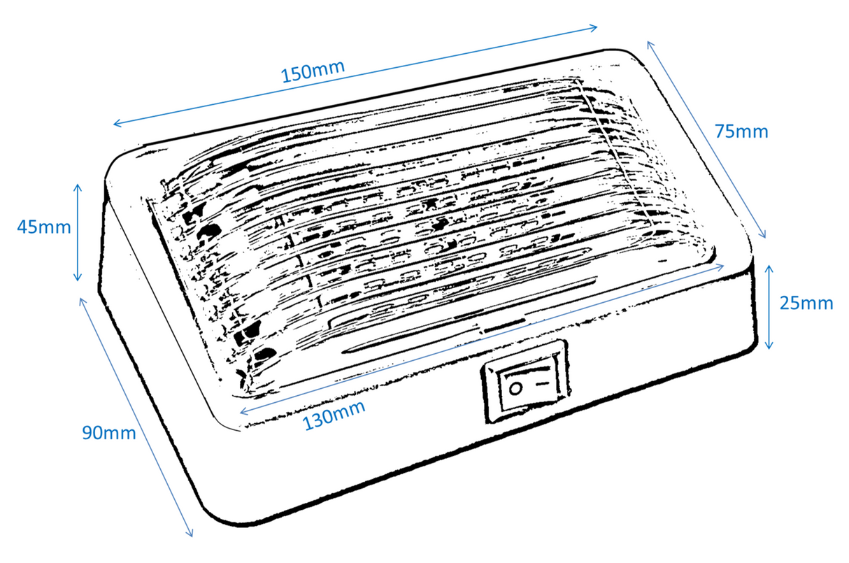 12V Annexe Light & Switch Clear Lens - White