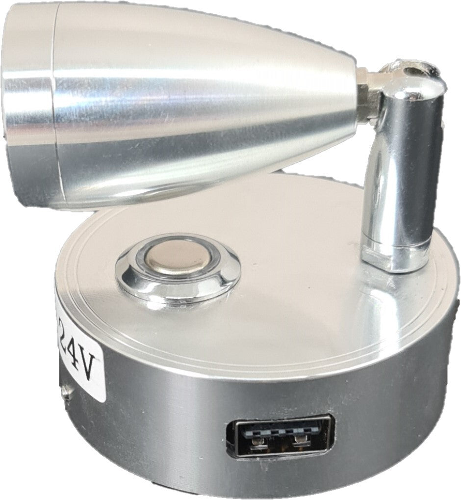 12V LED Reading Light With USB Chrome