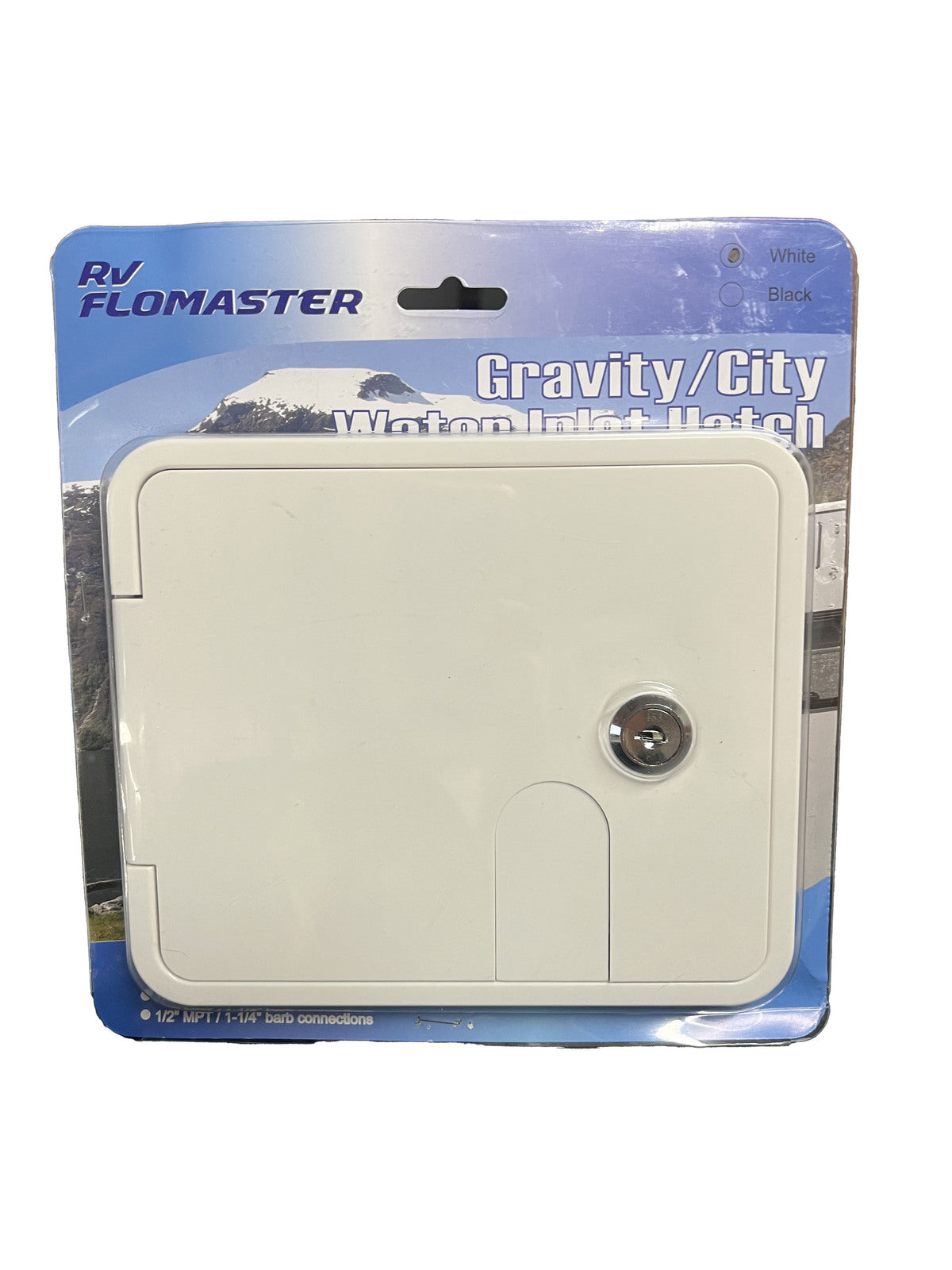 RV Flomaster Gravity/city Water Inlet Hatch - White