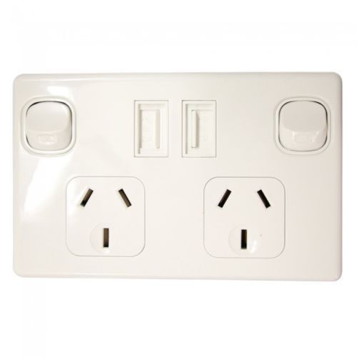 Double Pole & USB Power Point 10AMP - White