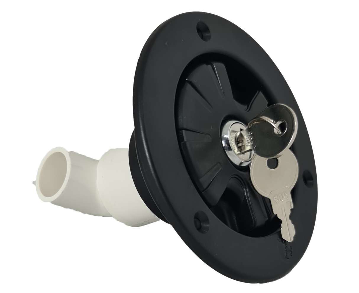 RV Flowmaster Lockable Gravity Water Inlet - Black