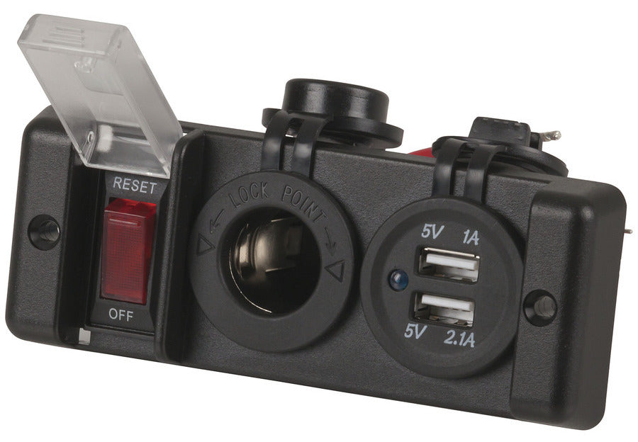 USB & 12V Cigarette Lighter Power Socket (Switched)