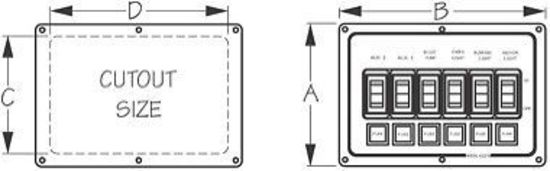 6 Gang Switch Panel Horizontal Alloy