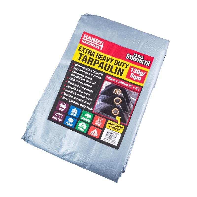 Tarpaulin Heavy Duty Grey 130gsm 180cm x 240cm (6' x 8')