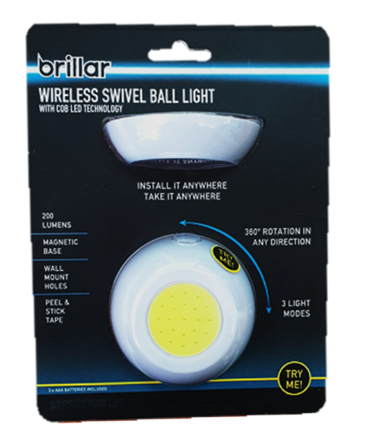 Brillar Wireless Magnetic Swivel Ball Light With Cob LED Technology