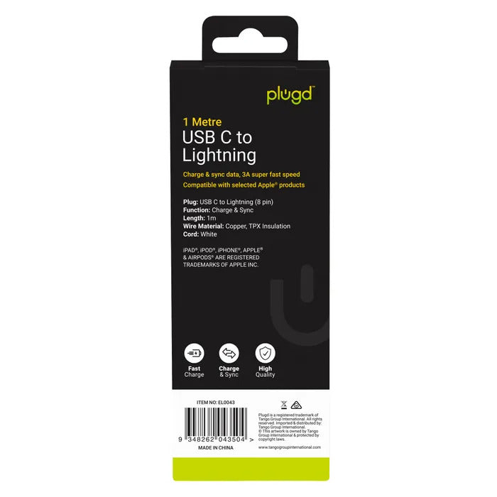 Charge & Sync 1m USB C to Lightning