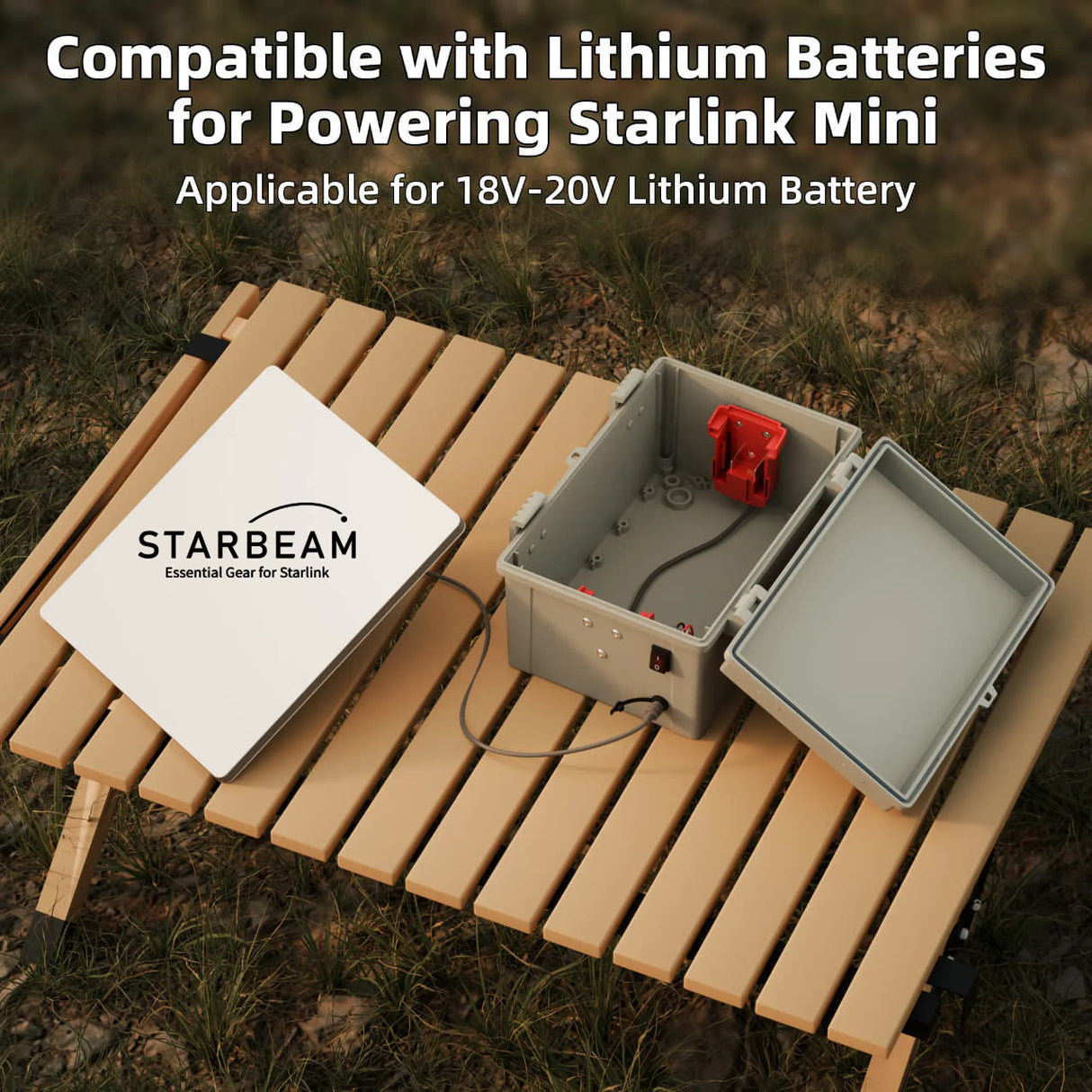 STARBEAM Starlink Mini Dual Milwaukee 18V/20V Battery Adapter Box with DC Plug & Switch