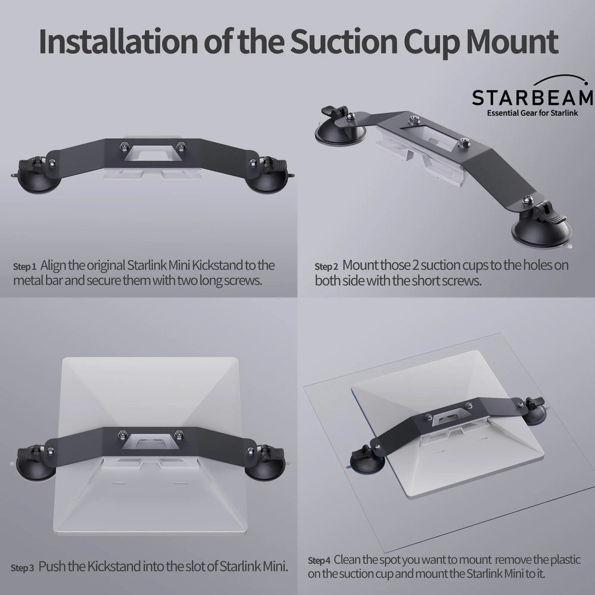 STARBEAM Starlink Mini 2 Suction Cup Mount for Vehicle Sunroof or Window