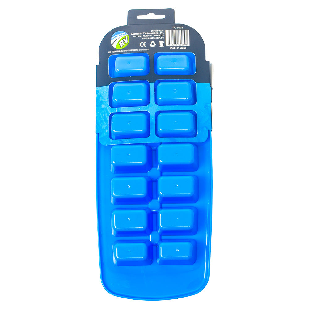 On The Road RV Ice Cube Tray With Cover Blue