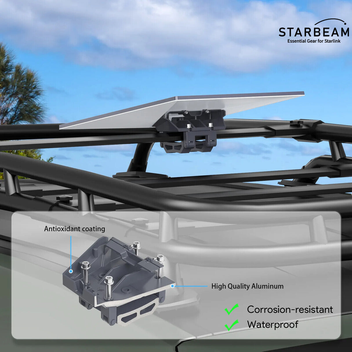 STARBEAM Starlink Gen3 Standard Roof Rack Mount - Aluminium Alloy