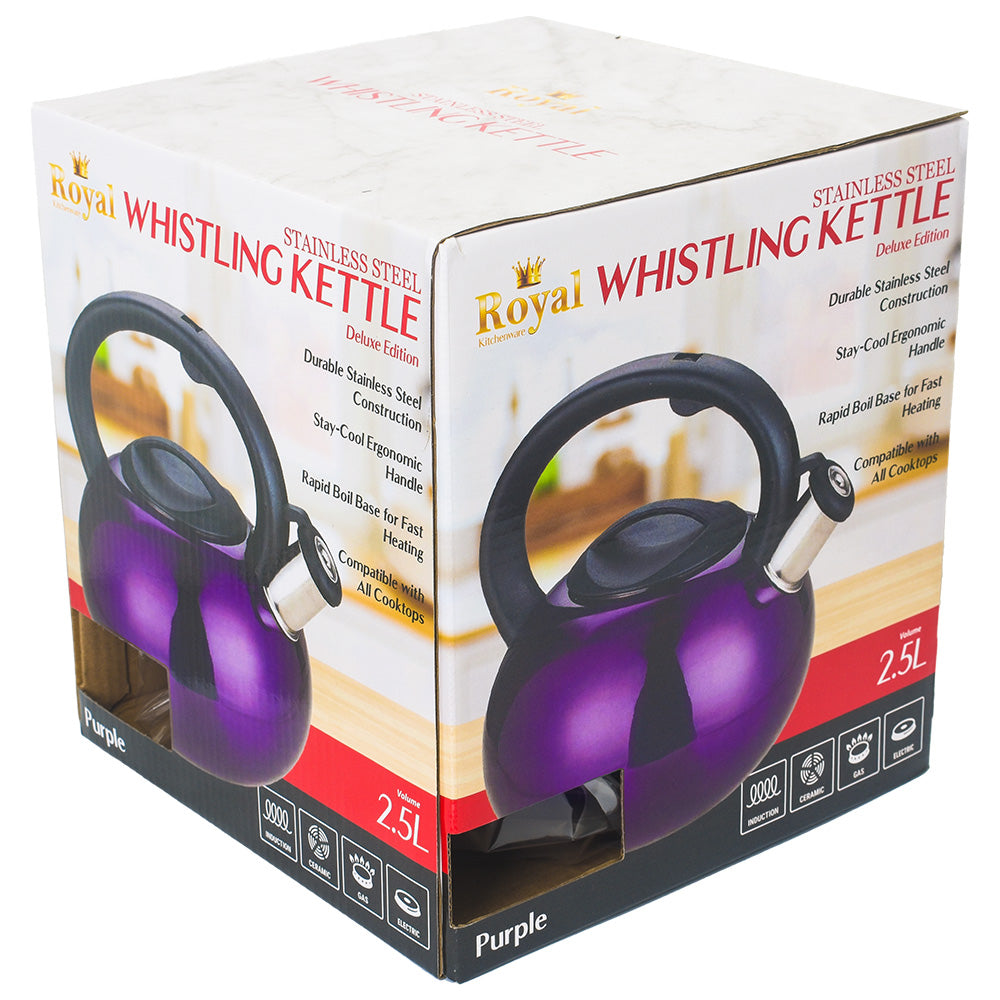 Royal Deluxe Stainless Steel Whistling Kettle 2.5L Purple