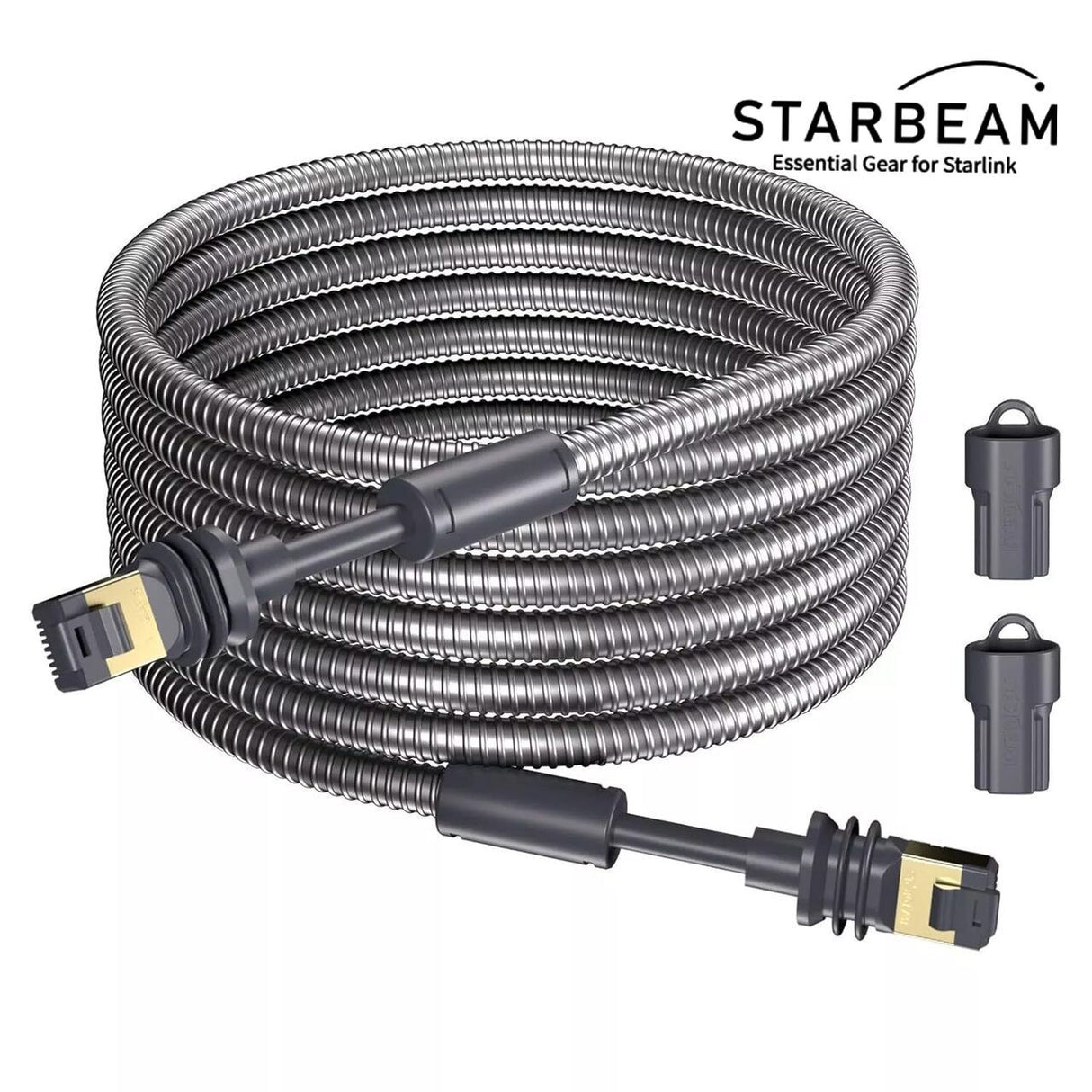 STARBEAM Starlink Gen3 Outdoor Armoured Stainless Steel Sleeve Ethernet Cable 23m