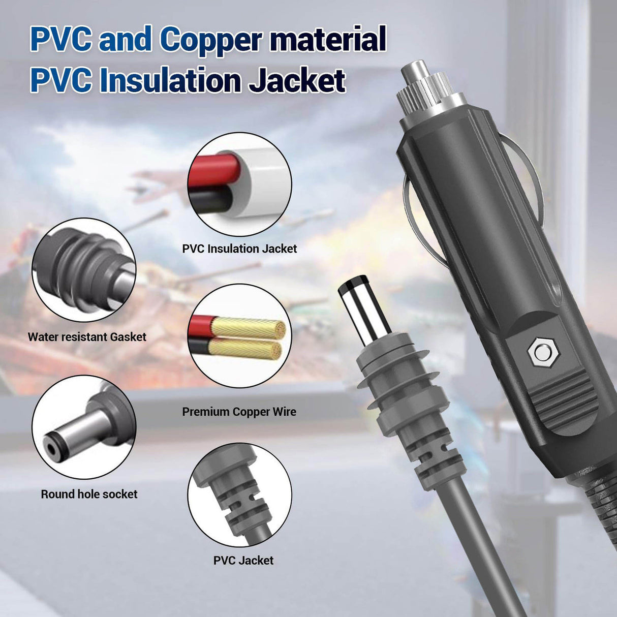 STARBEAM Starlink Mini 12/24V DC 3m Cigarette Lighter Power Cable