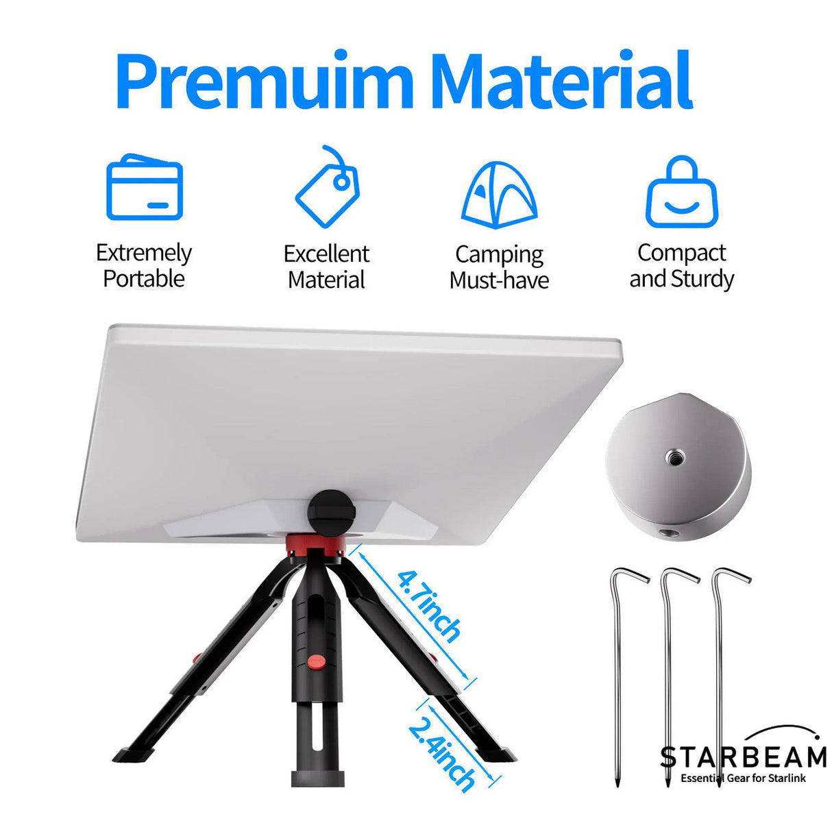STARBEAM Starlink Mini 18cm Extendable Tripod with Adapter and Pegs
