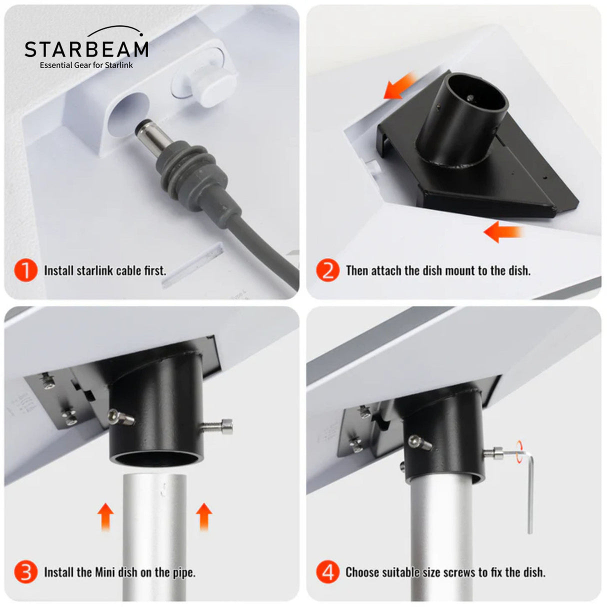 STARBEAM Starlink Mini Metal Pole Adapter for up to 39mm Pole