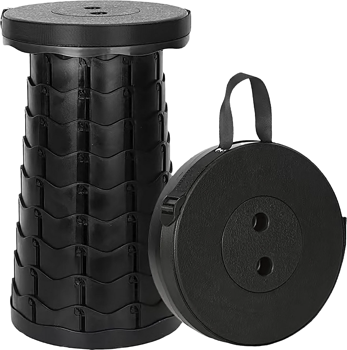 Telescopic Collapsible Portable Stool H: 45cm Black