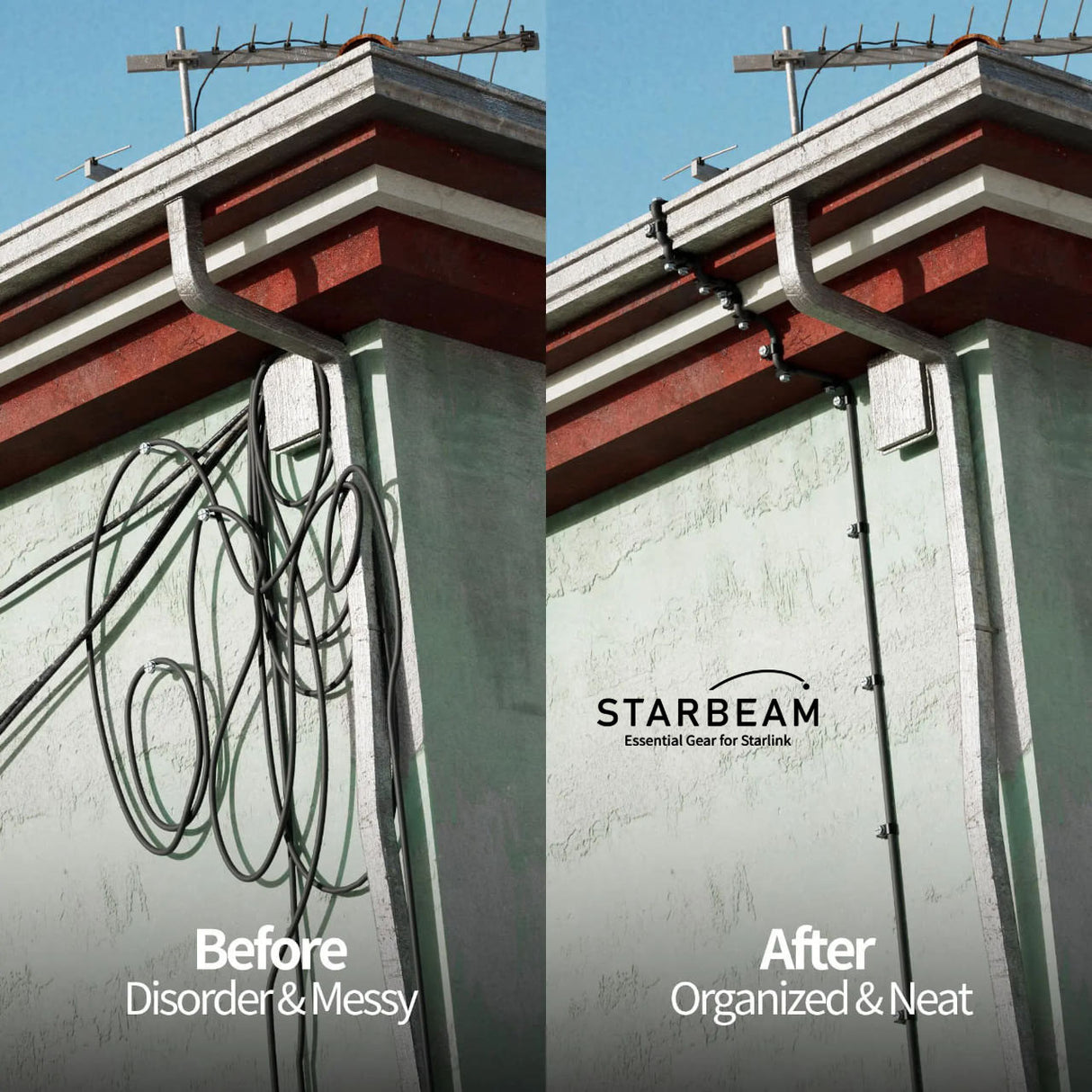 STARBEAM Starlink Dish Cable Routing & Installation Kit