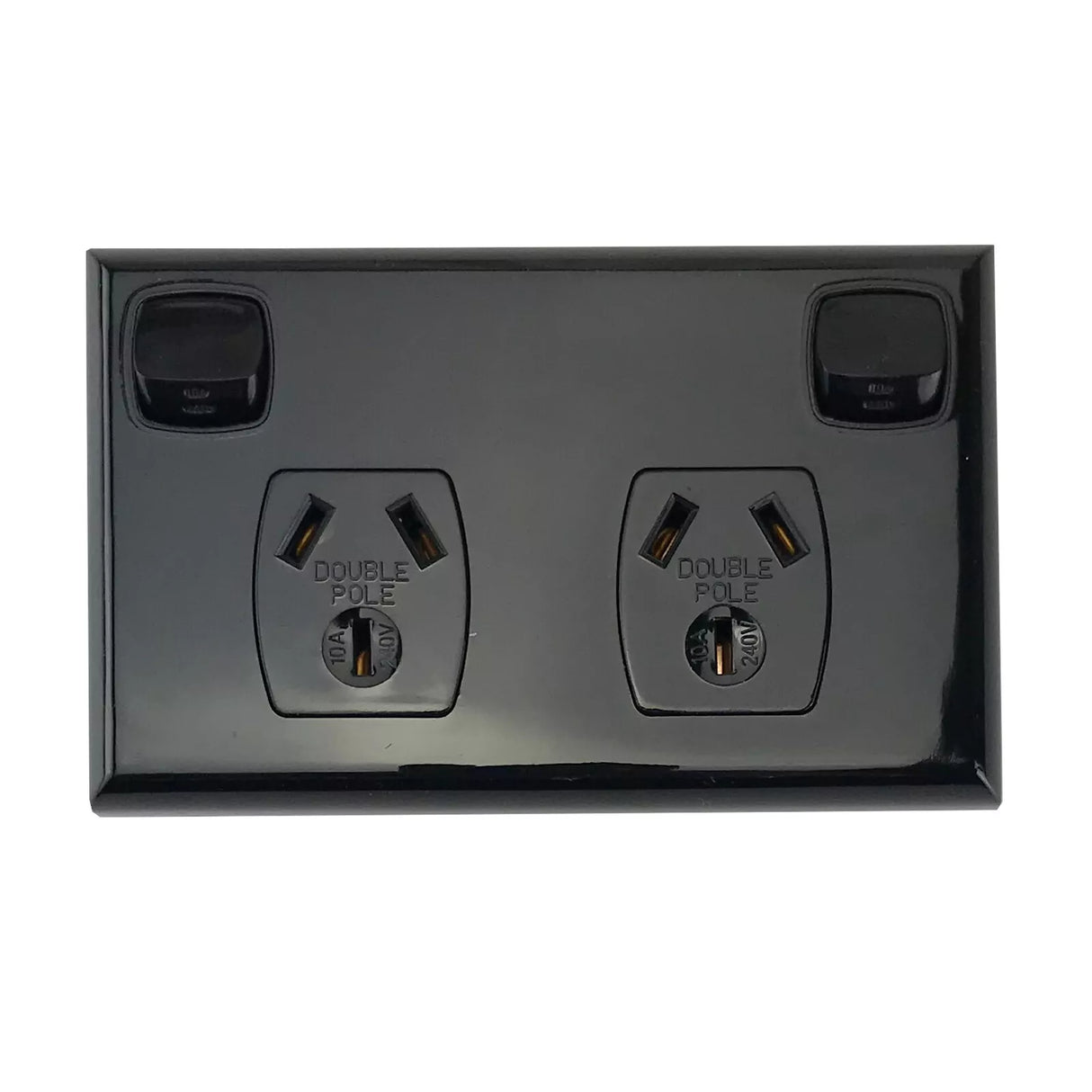 Double Pole 10AMP Power Point Double Black