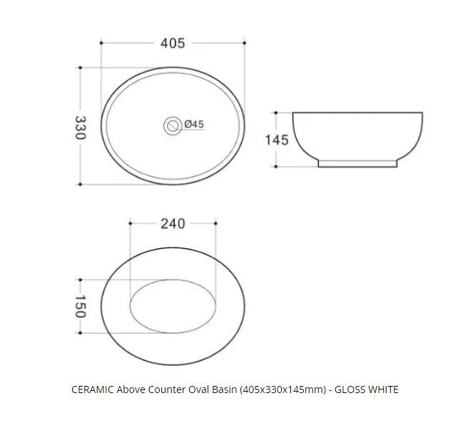 White Oval Ceramic Bathroom Basin