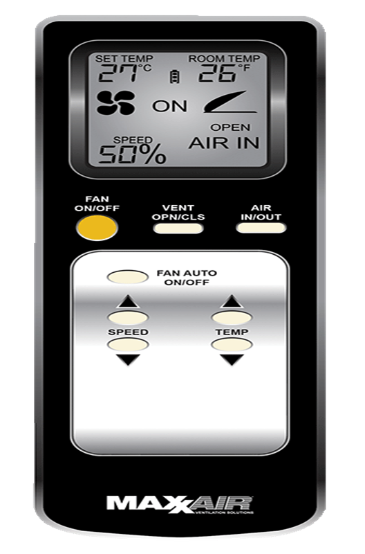 MaxxFan Plus with Thermostat, Power Lift, Rain Sensor and Remote 00-04540KIA