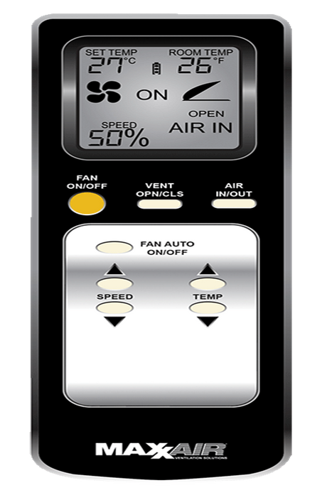 MaxxFan Plus with Thermostat, Power Lift, Rain Sensor and Remote 00-04540KIA