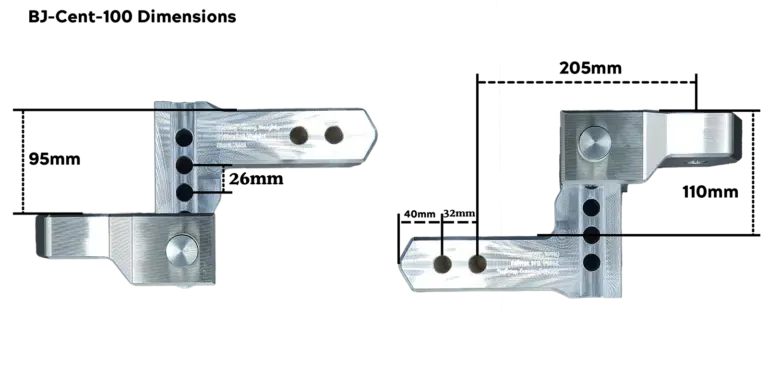 Centurion Lightweight 100mm Aluminium Adjustable Tow Hitch - 3500kg