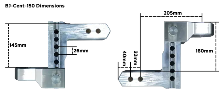 Centurion Lightweight 150mm Aluminium Adjustable Tow Hitch - 3500kg