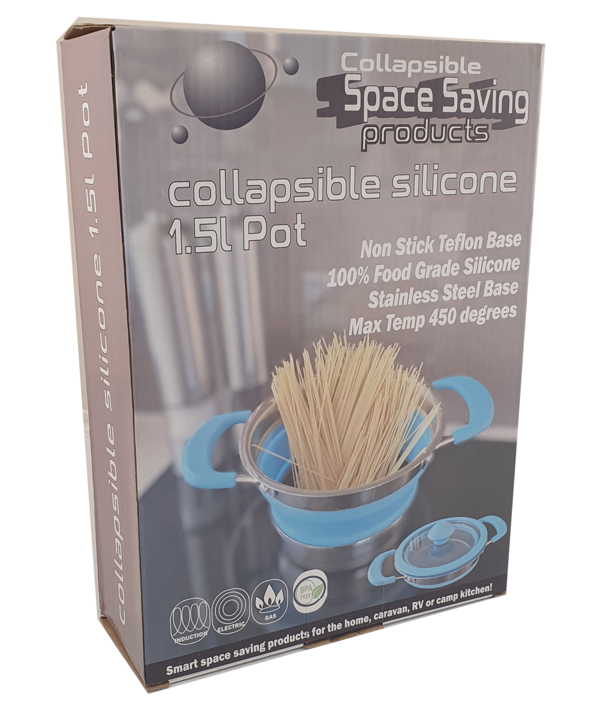 Non Stick 1.5L Collapsible Silicone Pot Small