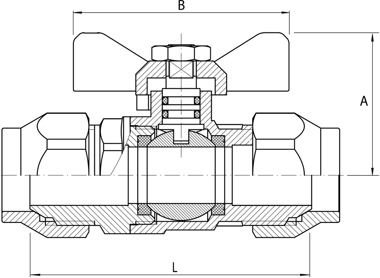Ball Valve 1/2" Gas Yellow Handle