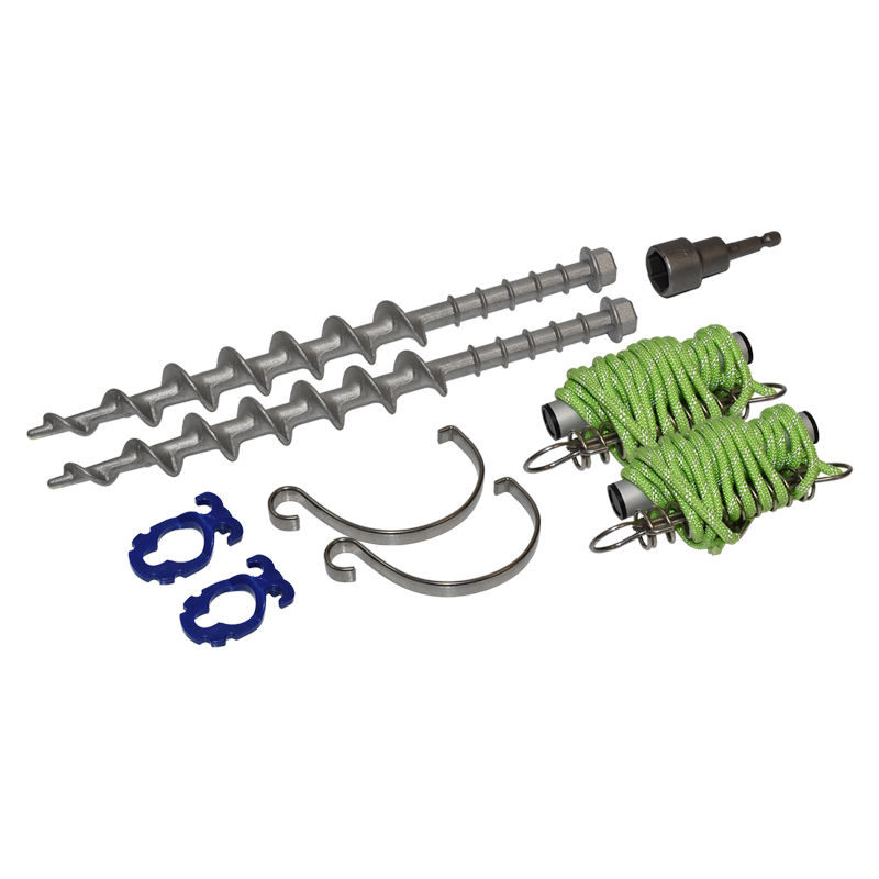 Premium Awning Tie Down Kit with alloy pegs & drill adaptor