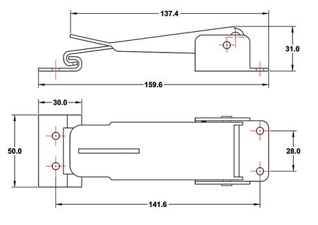 Lockable Roof Clamp & J Hook For Pop-Top - Silver
