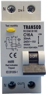 16Amp RCBO Double Pole Circuit Breaker