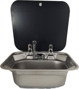 RV Flowmaster Stainless Steel Sink with Glass Lid + Folding Faucet
