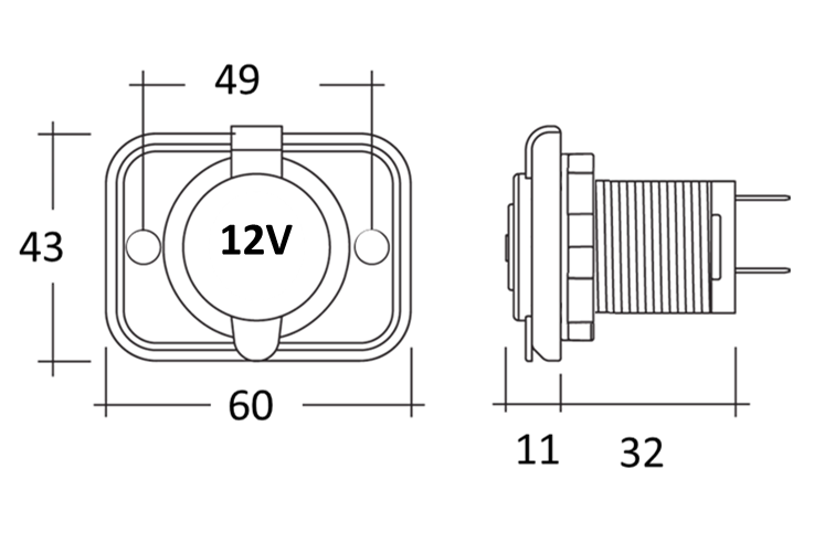 Waterproof 12V Accessory Socket