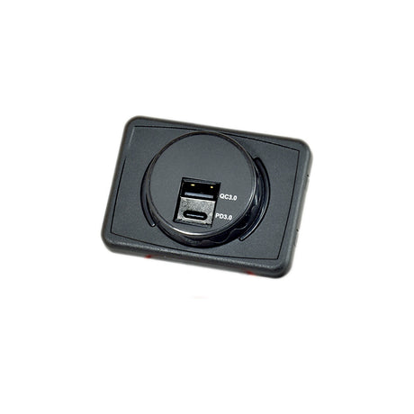 12V USB Twin Charging Station USB A/USB C Black