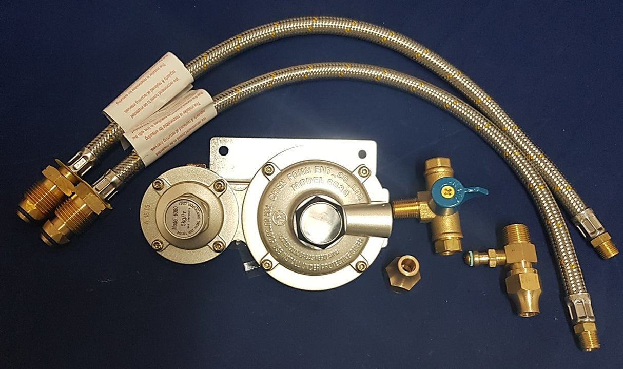 3/8" Dual Regulator Kit 290mj with Twin Pigtails & a 5/16" Adaptor