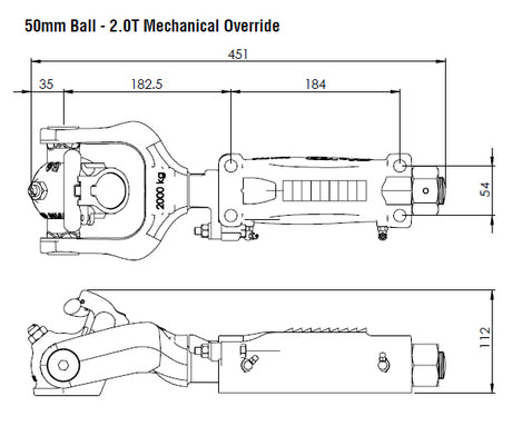 ALKO 2T OVERIDE 50MM OFF ROAD COUPLING - NO BRAKE PLATE 619200
