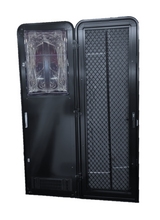 ATRV Door 1750x622 Curved Acrylic Black Frame Black Panel Top Radius LHH