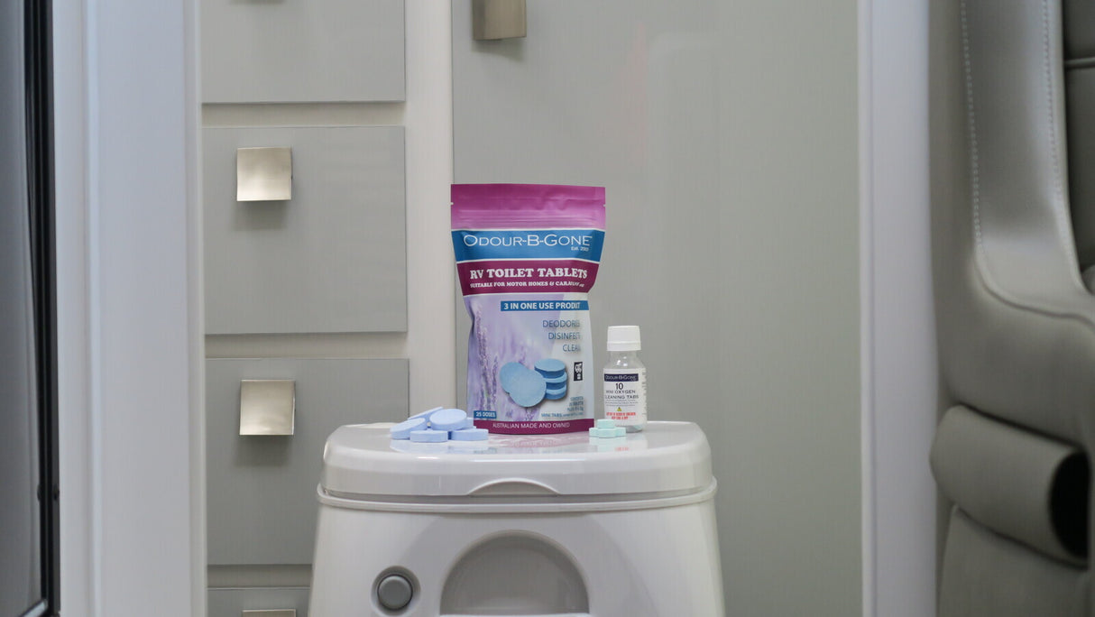 Odour B Gone 25x8g RV Toilet Tablets With 10x2g Mini Oxygen Tablets