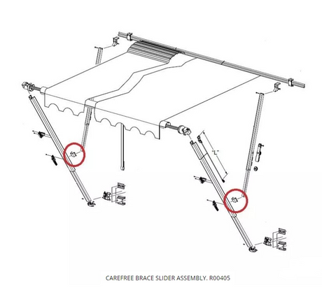 CAREFREE CARAVAN ROLL OUT BRACE SLIDER ASSEMBLY. R00405