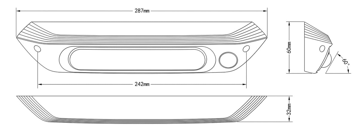 287mm DUAL LED LIGHT 12V AWNING LIGHT AMBER/WHITE LIGHTS WITH SWITCH BLACK IP67