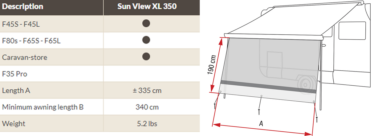 FIAMMA Sun View 350 (3.5m x 1.40m) 97952-050