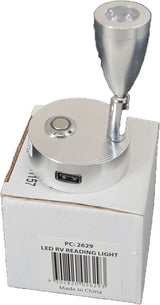 12V LED Reading Light With USB Chrome