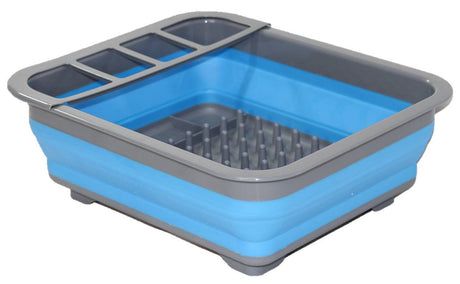 Collapsible Silicone Blue Dish Drainer