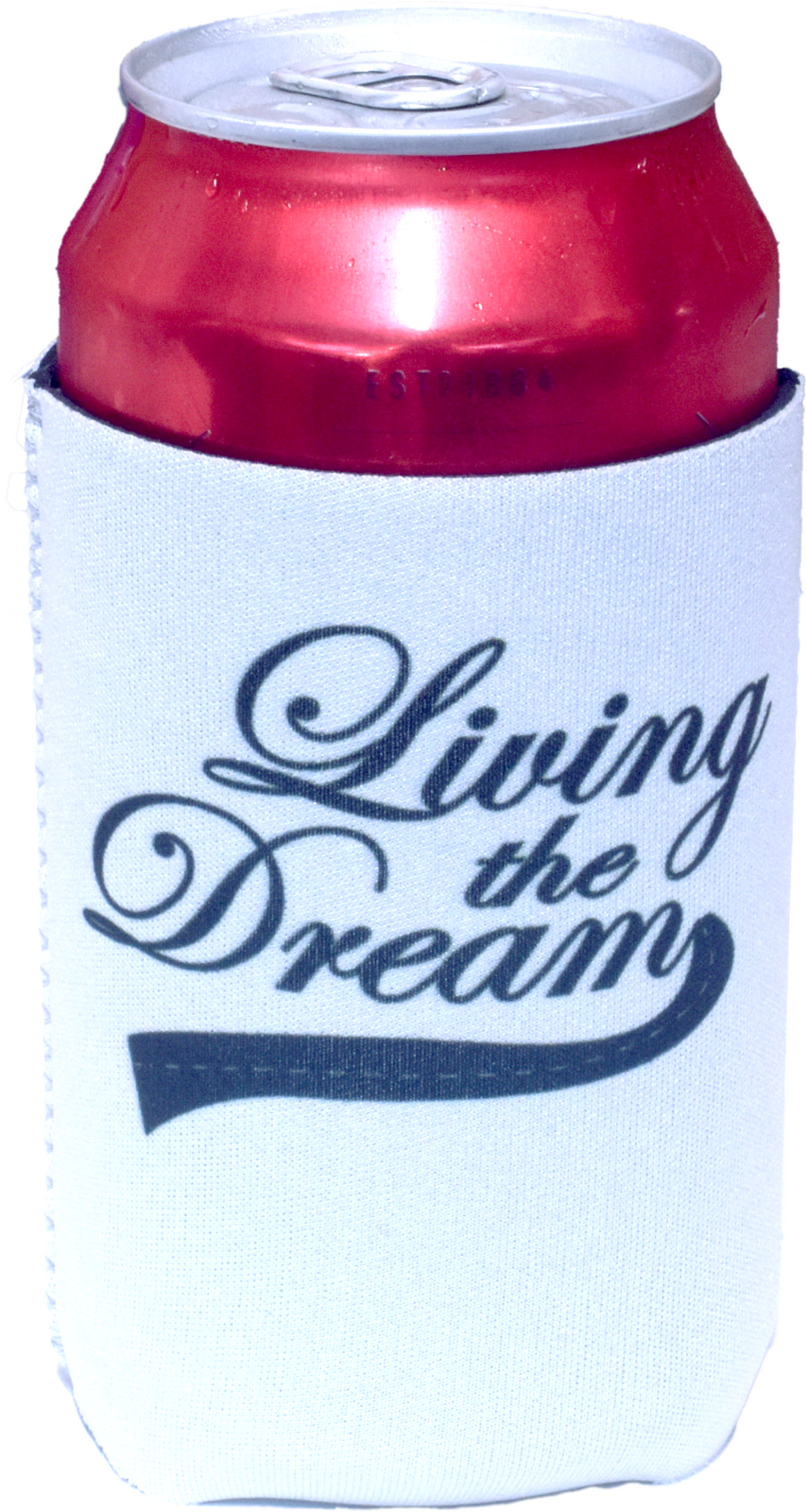 White Stubby Holder- Living The Dream