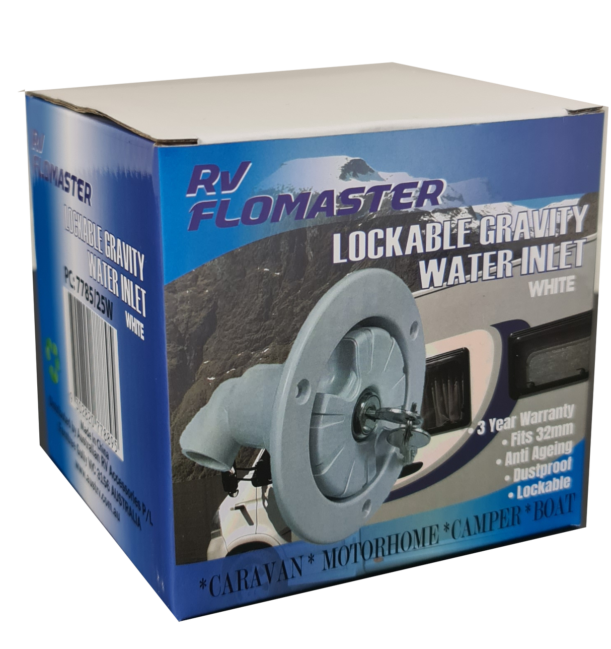 RV Flow masters Lockable Gravity Water Inlet - White