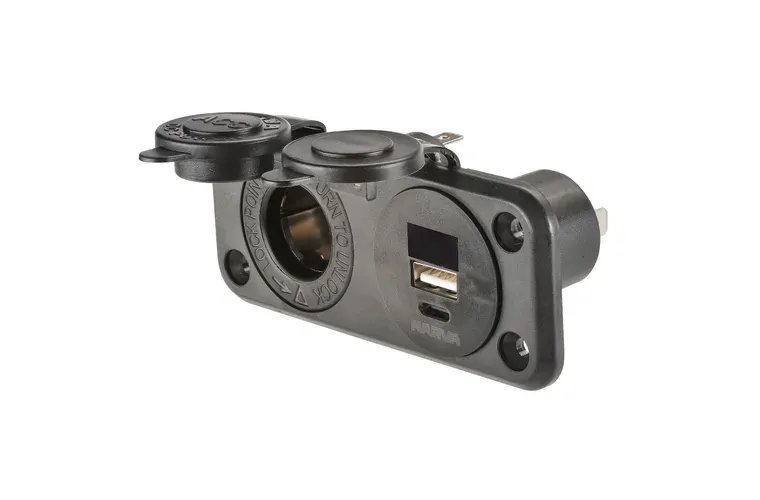 NARVA Flush Mount Socket ACC/USB A + USB C (81170BL)